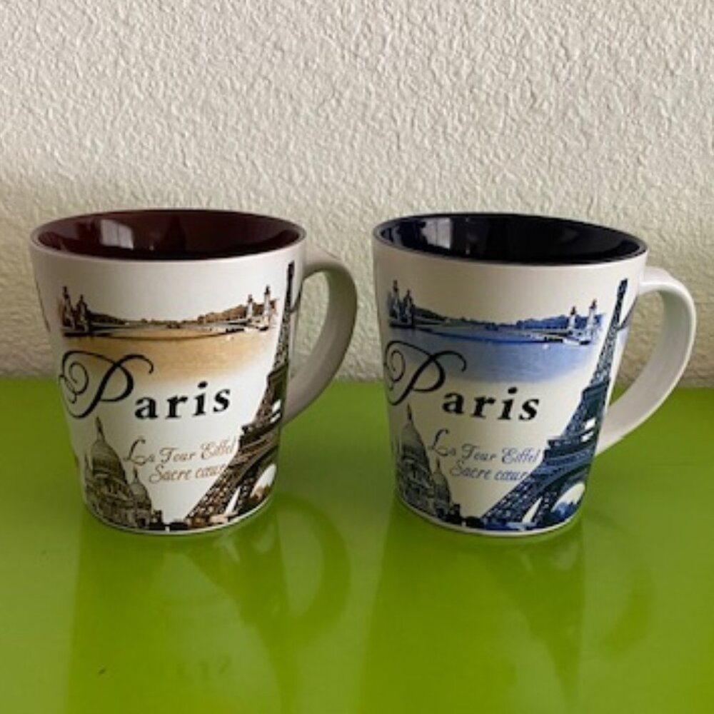2 New Paris France Coffee Mugs